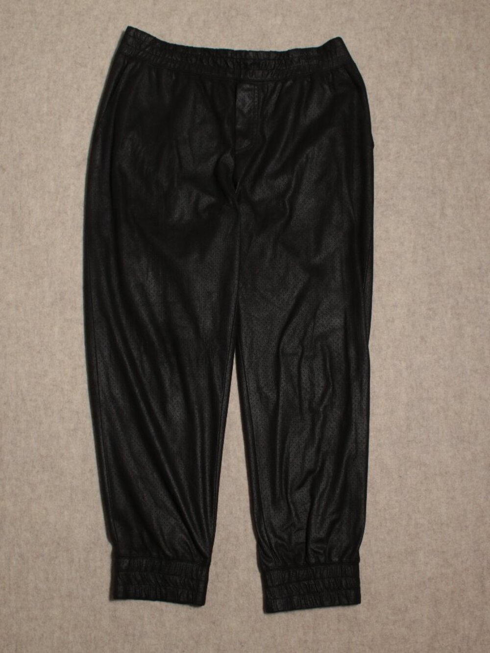 Club Monaco Black Perforated Faux-Leather Joggers
